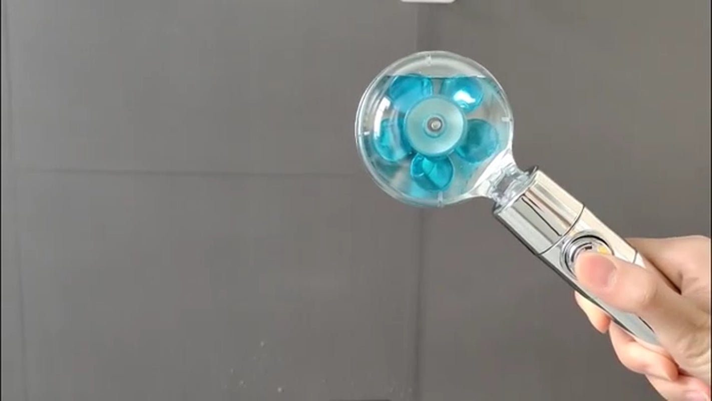 High Pressure Shower Head Adjustable 360° Rotation Turbine Water Saving Shower